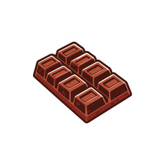 A close-up view of a chocolate bar with distinct segments on a clean white background