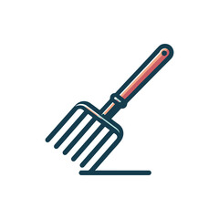 A gardening fork resting on the ground, symbolizing preparation for planting in a serene garden