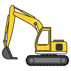 Tracked Excavator Drawing Clean Vector for Engineering Use