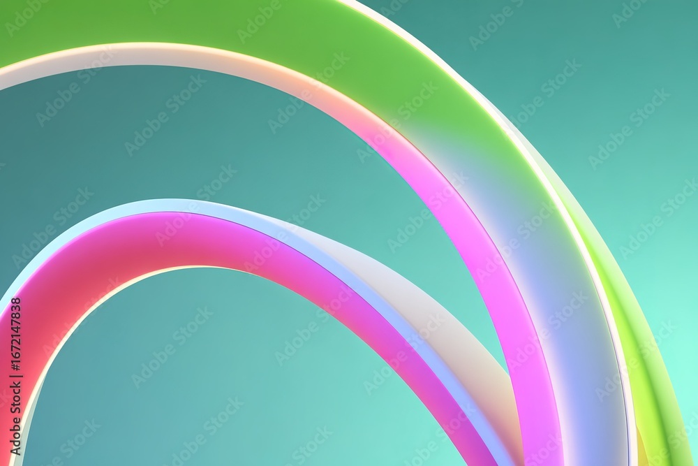 Poster colorful abstract shapes create dynamic patterns in a digitally rendered space while illuminated by 