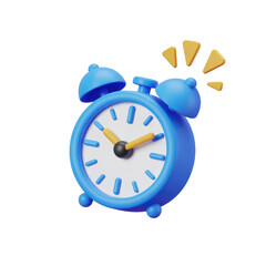 3d rendered illustration of a blue alarm clock ringing isolated on transparent background