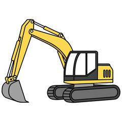 Yellow Excavator Vector Heavy Construction Equipment Clipart