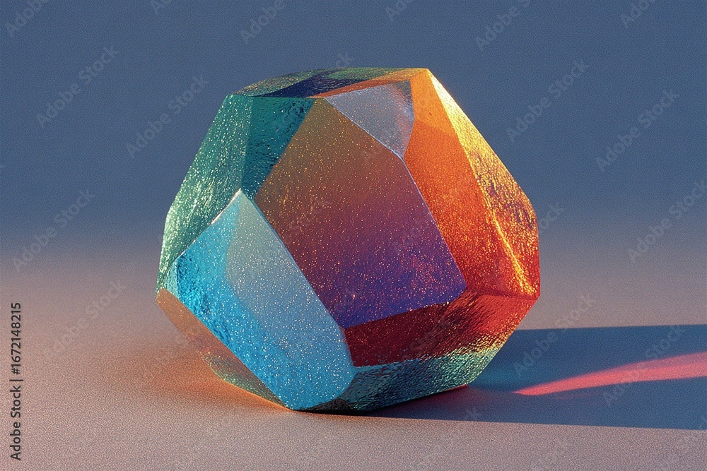 Aufkleber colorful geometric shape displaying a spectrum of light effects on a smooth surface in a well-lit en