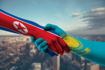 Shaking hands Northkorea and_Kazakhstan