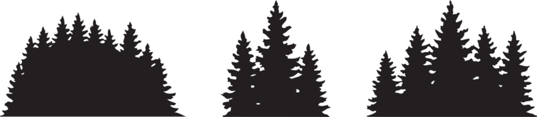 Obraz premium Tree and Forest Silhouette Vector Set