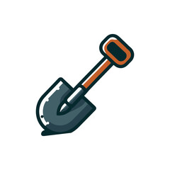 A detailed illustration of a shovel, showcasing its design and functionality against a clean background