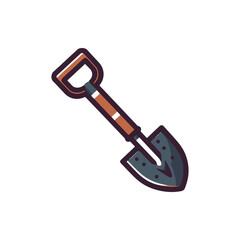 A detailed illustration of a garden shovel, showcasing its design and features, isolated on white