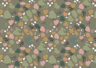 Abstract seamless pattern vector drawing with organic shapes. Modern art background for textile, print, package, fabric.
