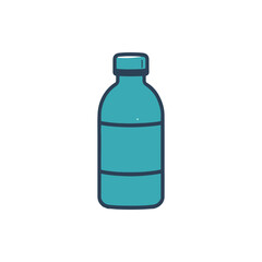 A simple illustration of a turquoise water bottle against a plain white background