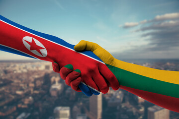 Shaking hands Northkorea and_Lithuania
