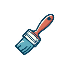 A vibrant paintbrush with a wooden handle, ready for creative projects and artistic endeavors