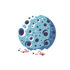 A stylized moon with craters, set against a white background, ideal for space-themed designs