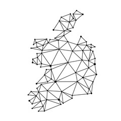 Ireland map. Abstract polygon map - connection dots mesh lines of Republic of Ireland.