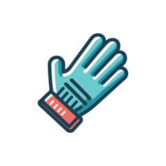 A vibrant blue glove with a red cuff, isolated on a white background, ideal for safety or sports