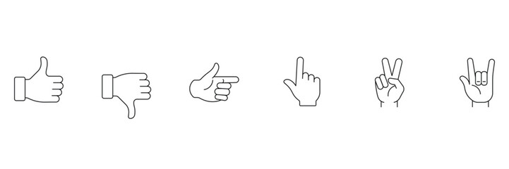 hand gestures, thumb, finger, peace, icon vector illustration