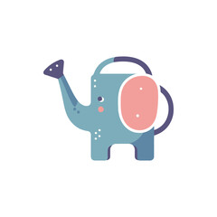 A whimsical elephant-shaped watering can in a bright, minimalist design, ideal for gardening