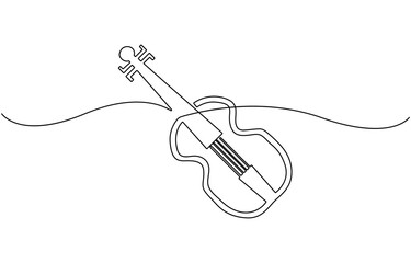 Obraz premium Hand-drawn violin one-line art drawing, vector.