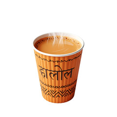 Steaming Hot Chai in a Paper Cup on White Background.