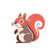 Colorful cartoon squirrel standing upright with a bushy tail in a playful pose
