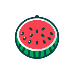 Colorful illustration of a watermelon slice showcasing its vibrant red flesh and black seeds