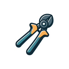 Colorful illustration of gardening shears on a white background, ideal for gardening tools catalog