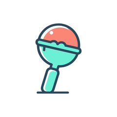 Colorful rattle toy with a vibrant design, resting on a clean surface, suitable for infants