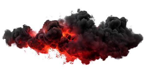 Dramatic Thunderstorm Cloud with Intense Red Lightning Strikes Illuminating the Dark Sky on transparent background, cutout