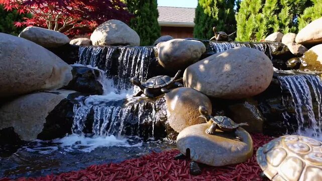 Water Feature in Residential Garden Without Standing Body of Water