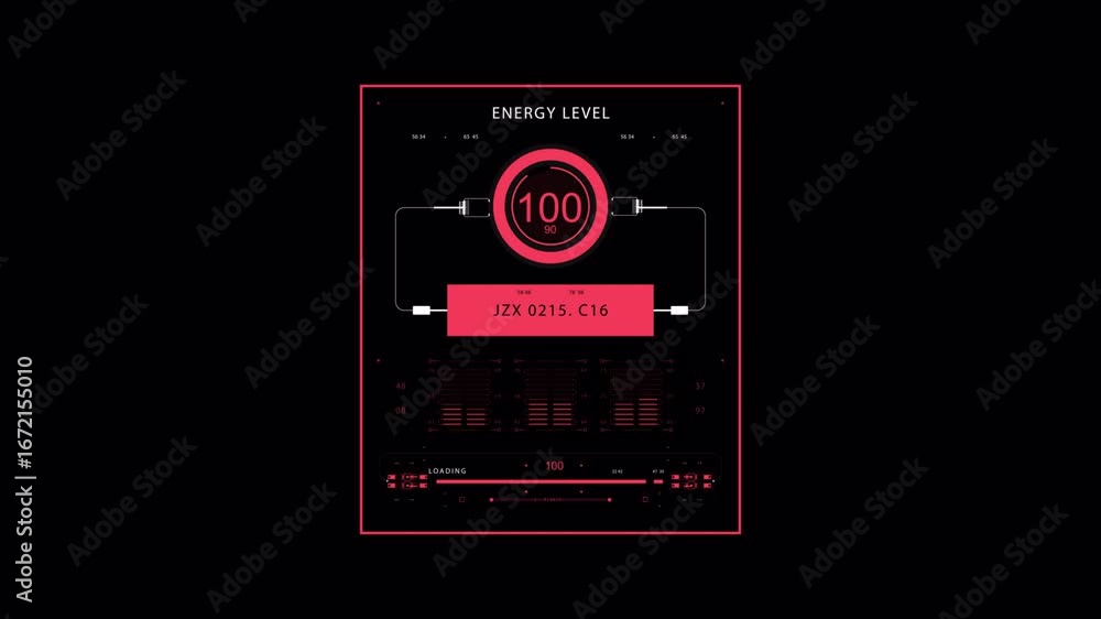 Aufkleber futuristic tech interface: energy level loading screen