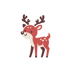 Cute cartoon deer standing in a playful pose with a simple white background