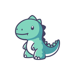 Cute cartoon dinosaur character standing confidently with a friendly expression on a white background