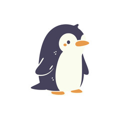 Cute cartoon penguin standing on a white background, showcasing its playful demeanor