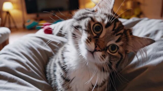 charming feline creature gazing directly into the graphic lens