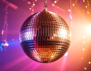 Disco ball with party lights, and nightlife.