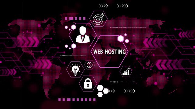 Web Hosting Global Digital World Concept Illustration Secure Server Technology Business Solutions Worldwide Connectivity Data Center Services Online Presence Strategy