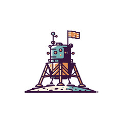 Colorful lunar lander with a flag on the moon's surface, showcasing a whimsical design © Civic