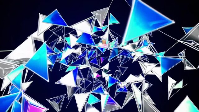 Non-Objective Technological Pattern Comprising Lustrous Multi-Sided Polygons in Motion