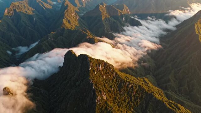 overhead time-lapse capture of mountainous terrain during the early hours in northern region