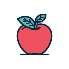 Vibrant red apple with green leaves, isolated on a white background, ideal for food-related content