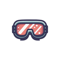 Colorful ski goggles with a transparent lens, designed for winter sports enthusiasts, isolated