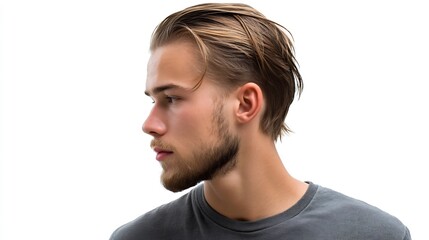 Obraz premium A Young Man's Profile Portraying Contemplation Against a Neutral Background