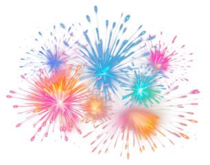 PNG Colorful fireworks light night celebration.
