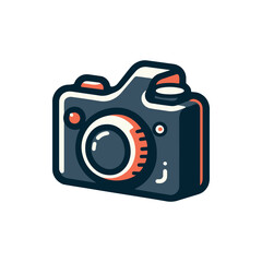 Illustration of a vintage camera with a colorful design, set against a minimalist background