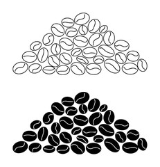 Pile of Coffee Beans Outline and Silhouette food drink