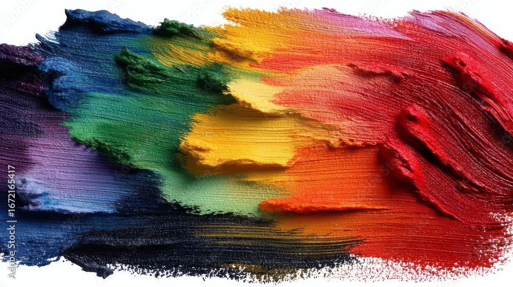 Poster vibrant rainbow gradient paint strokes creating dynamic abstract background