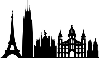 Fototapeta premium Famous City Landmarks Vector Art