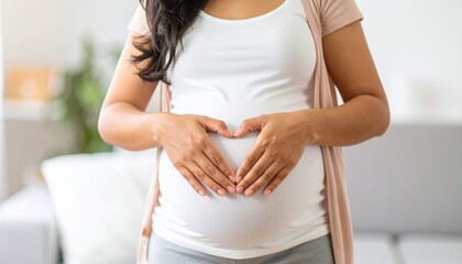 Pregnant woman cradling her belly, showing love and care.