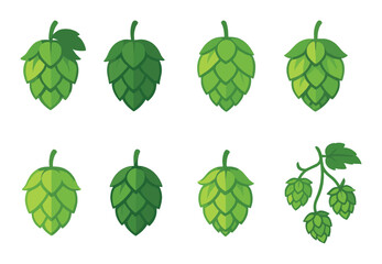 Seamless pattern of green hops icons on gradient background