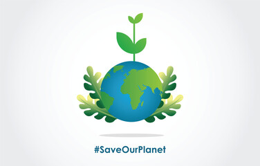 save our planet, earth day, go green, design icon logo concept