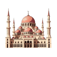 Fototapeta premium Ornate mosque architecture isolated on transparent background